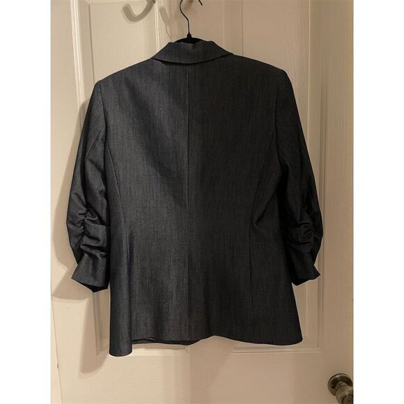 Calvin Klein Women's Blue/Gray Blazer  Size 6 Two-Button 3/4 Sleeve - Picture 2 of 5